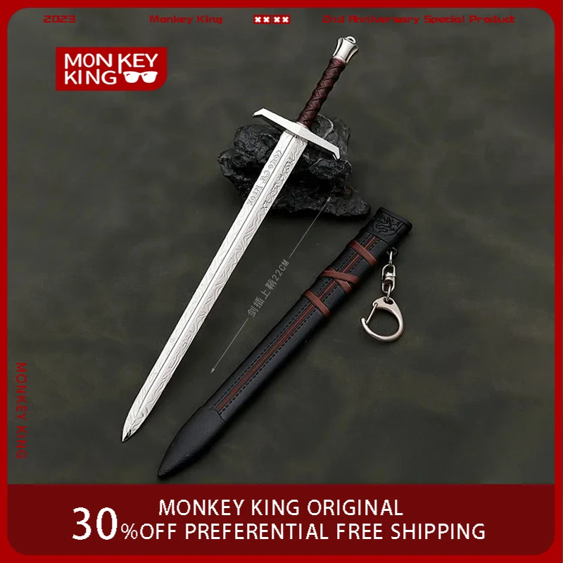 Épées médiévales en métal Arthur Pendragon pour garçons, lame non coupée, Katana, épée de samouraï, accessoires de modèle, porte-clés, jouets cadeaux, 22cm