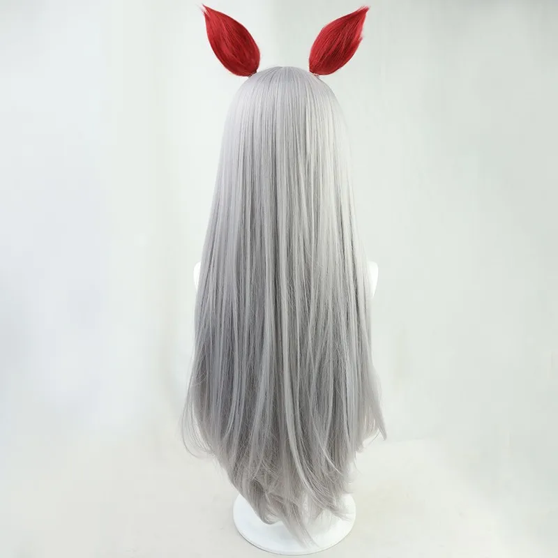 Peruka Anime Pretty Derby Tamamo Cross Cosplay Długie Szare Włosy i Ogon Halloween Party Karnawał Role Play Syntetyczne Peruki Damskie