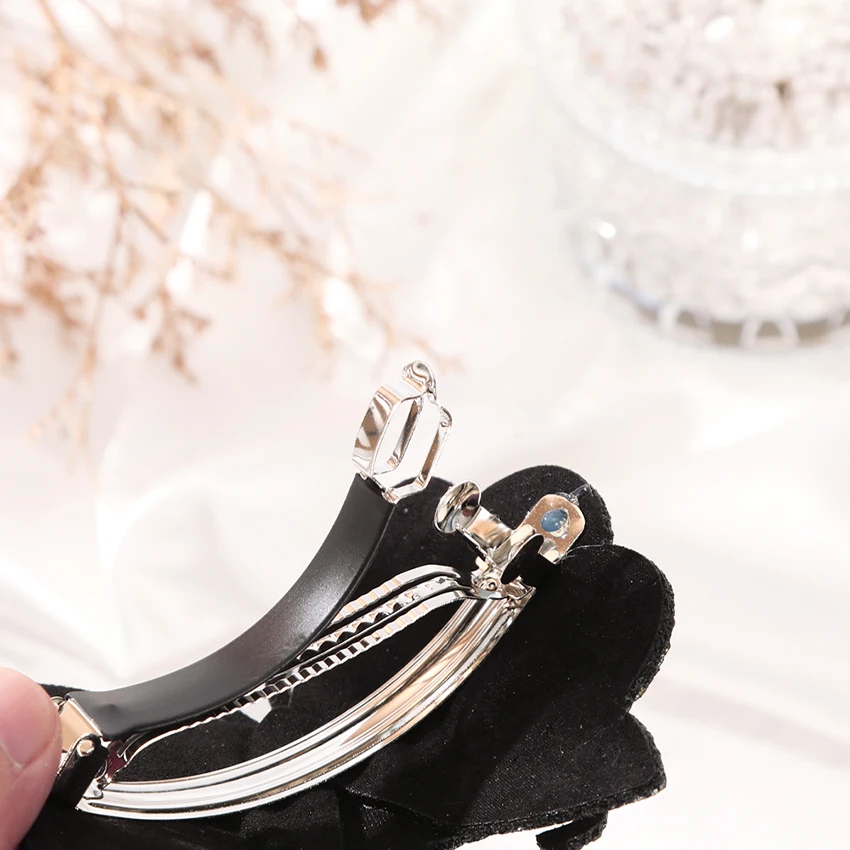 Elegant Rhinestone Flowers Spring Hair Clip Retro Color Diamond Slit Hairpin One Word Hairpin Ponytail Barrette Hair Accessories