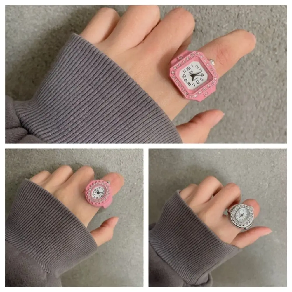 Fashion Jewelry Vintage Rings Jewelry Clock Heart Shape Alloy Roman Quartz Watch Punk Creative Finger Watch Ring Man
