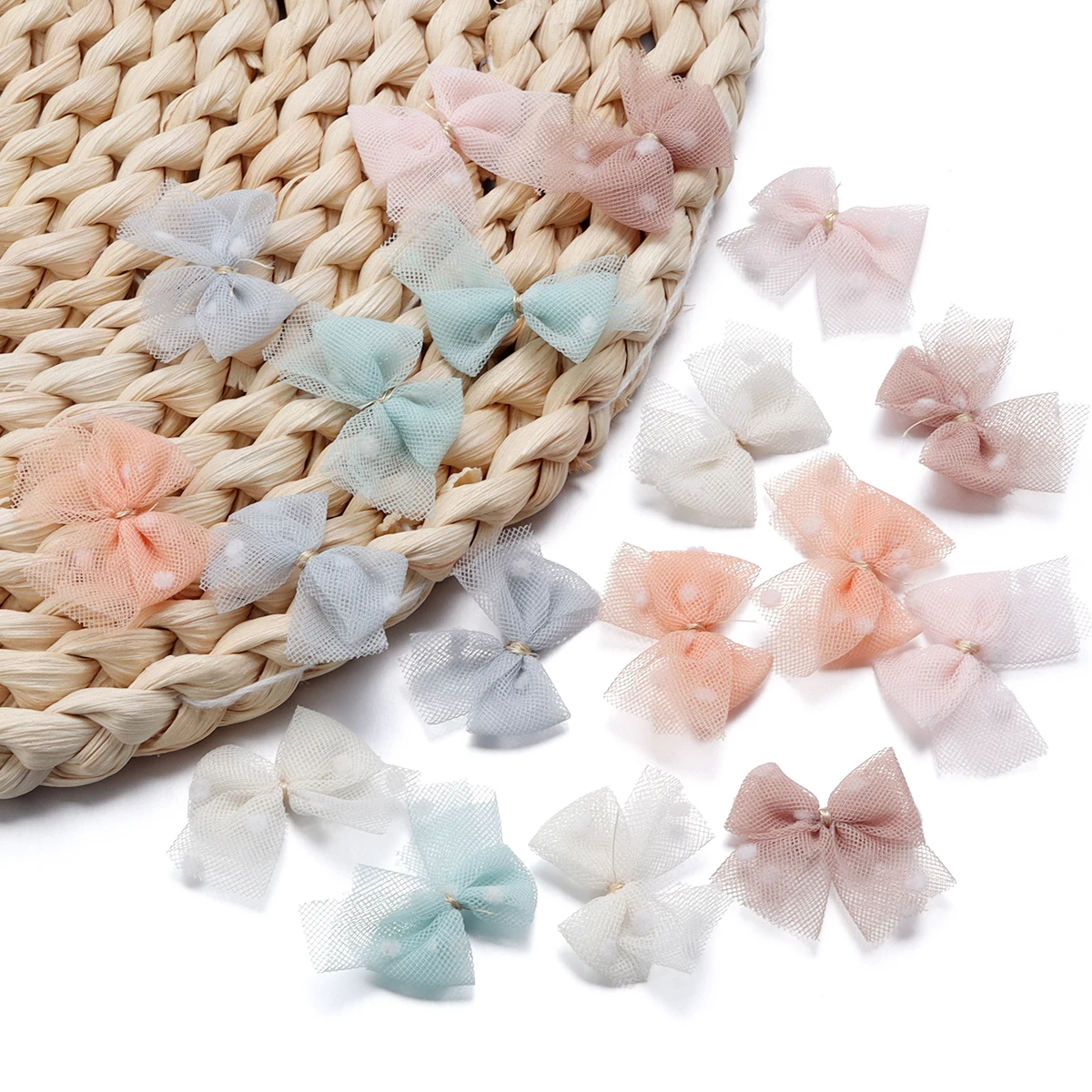 10pcs/lot 2.5×3cm Yarn Knotted Small Size Bow Mix Fashion Handmade Hairpins Mobile Phone Hair Bag Doll Decoration Material