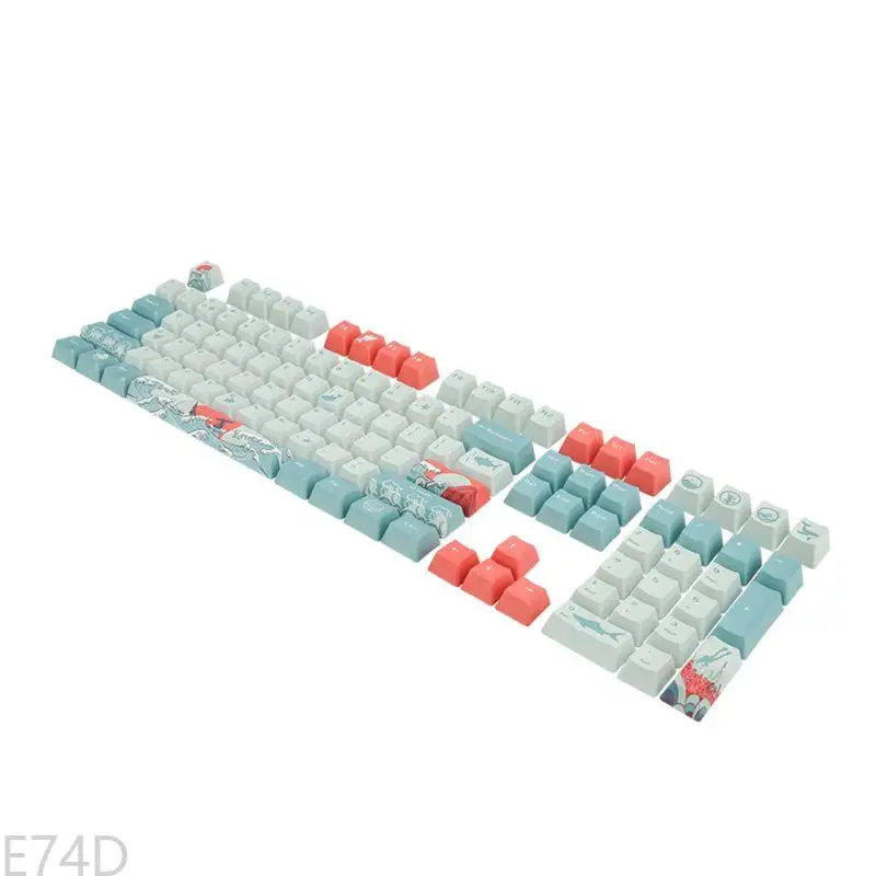 E74d 108 Keys Sea Coral Ukiyo-e Keycap Dye Sublimation Profilo OEM per GH60 GK61 GK64