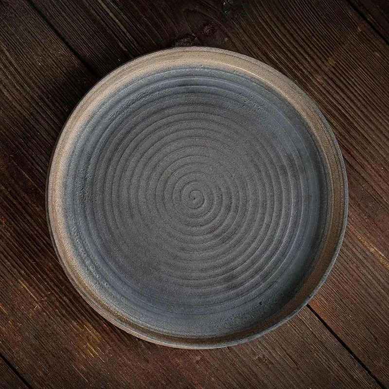 Stoneware Tray Retro Water Dry-Bulb Disk Pot Bearing Pot of Tea Saucer Ceramic Queen Yuan Cha Pan TeaTable TeaCeremony Porcelain