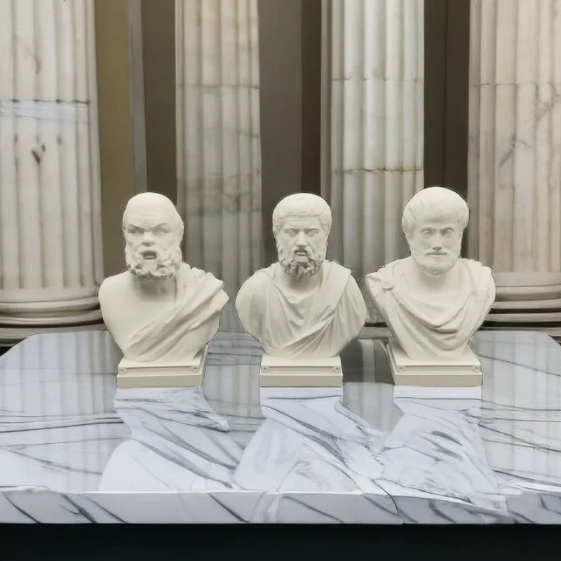 10/15/25cm Socrates Plato Aristotle Bust Model Ancient Greek Philosopher 3D Printed Resin Figurines Blank White Models Gifts view 3