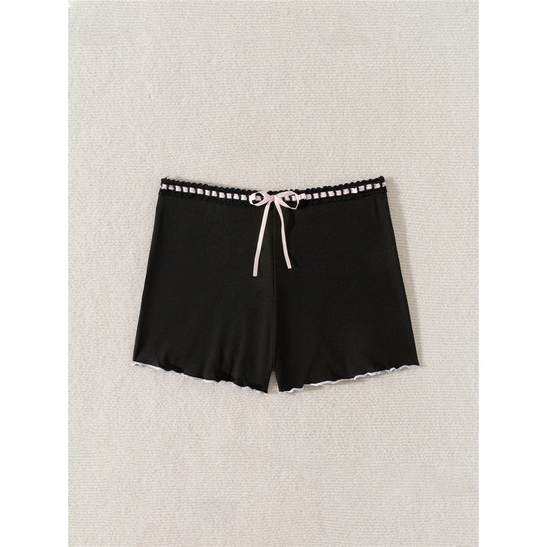 XS - L Bow Mini-Shorts, gerippter Bikini-Unterteil, Badehose, Damen-Badebekleidung, brasilianische Tanga-Höschen, Unterwäsche V6538 – Detail 8