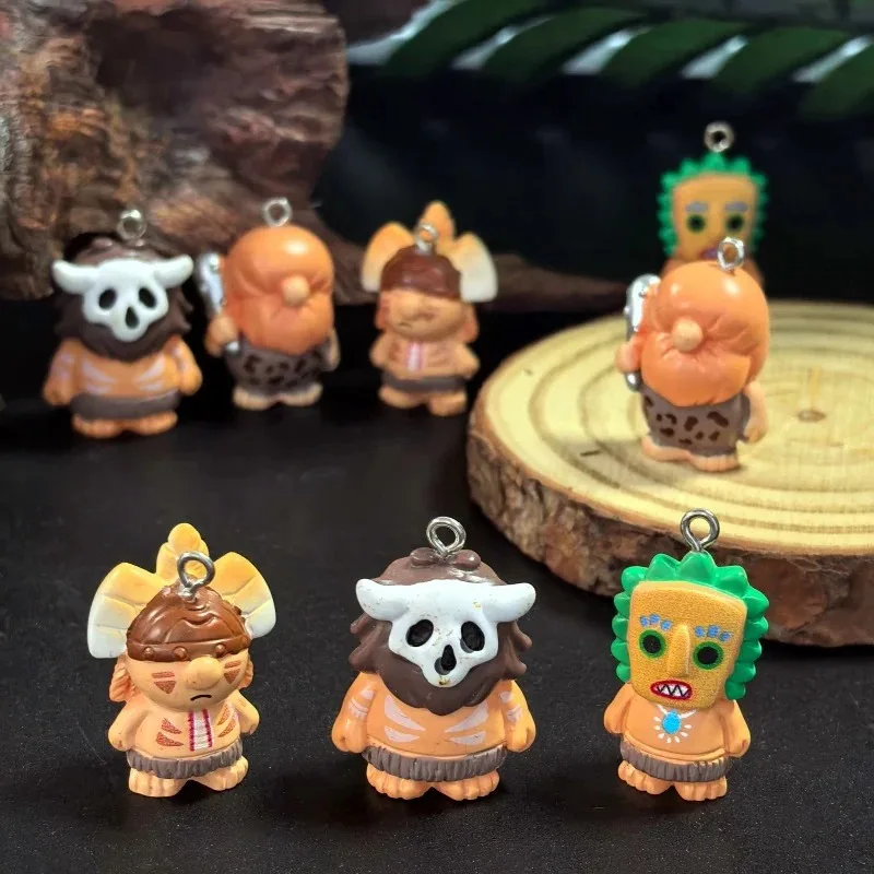 4Pcs Vintage Primitive Tribe Resin Charms Wild Man Skull Antler Mask Pendants for DIY Necklace Earring Keychain Jewelry