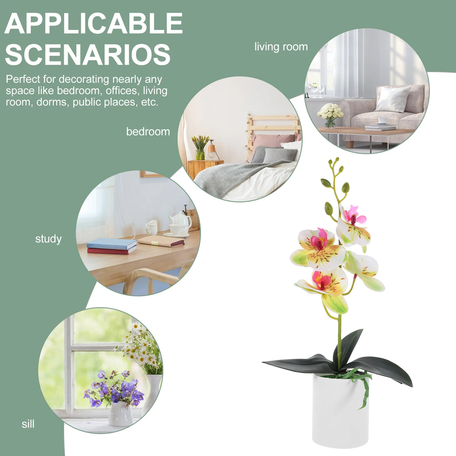 

Realistic Artificial Potted Orchid Desktop Fake Potted Plant Decoration Lightweight Simulated Flower Bonsai Tabletop Use