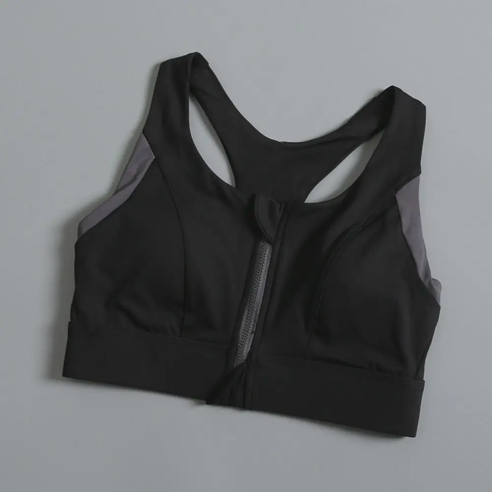 Patchwork Front Zipper Sports Bra Slim Fit Anti-sagging Yoga Wireless Bra Lingerie Beauty Back Seamless Bra Sports Fitness