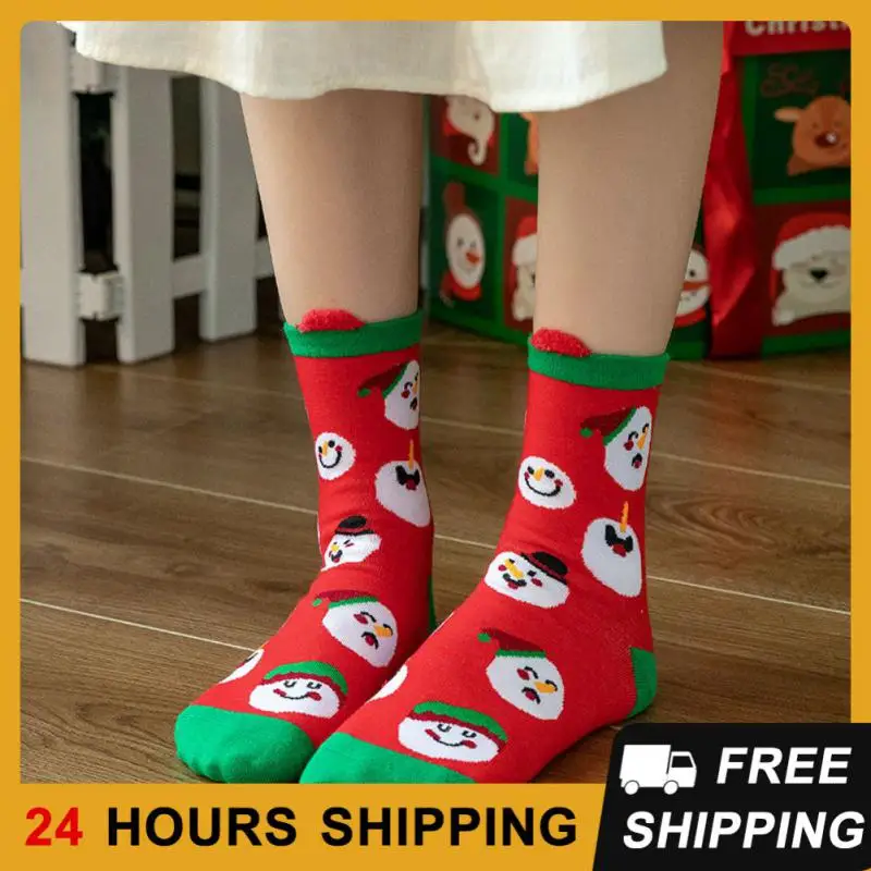 

Medium Length Socks Not Easily Fading Christmas Elements Big Red Socks Womens Socks Cotton Socks Strong Wear Resistance Soft