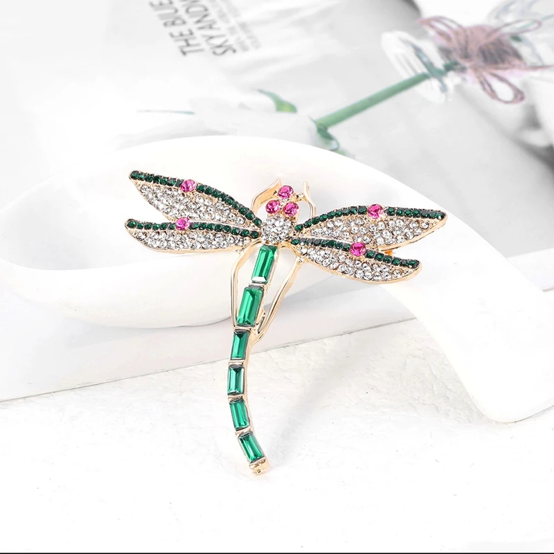 Crystal Vintage Dragonfly Brooches For Women Insect Brooch Pin Dress Coat Accessories Cute Jewelry