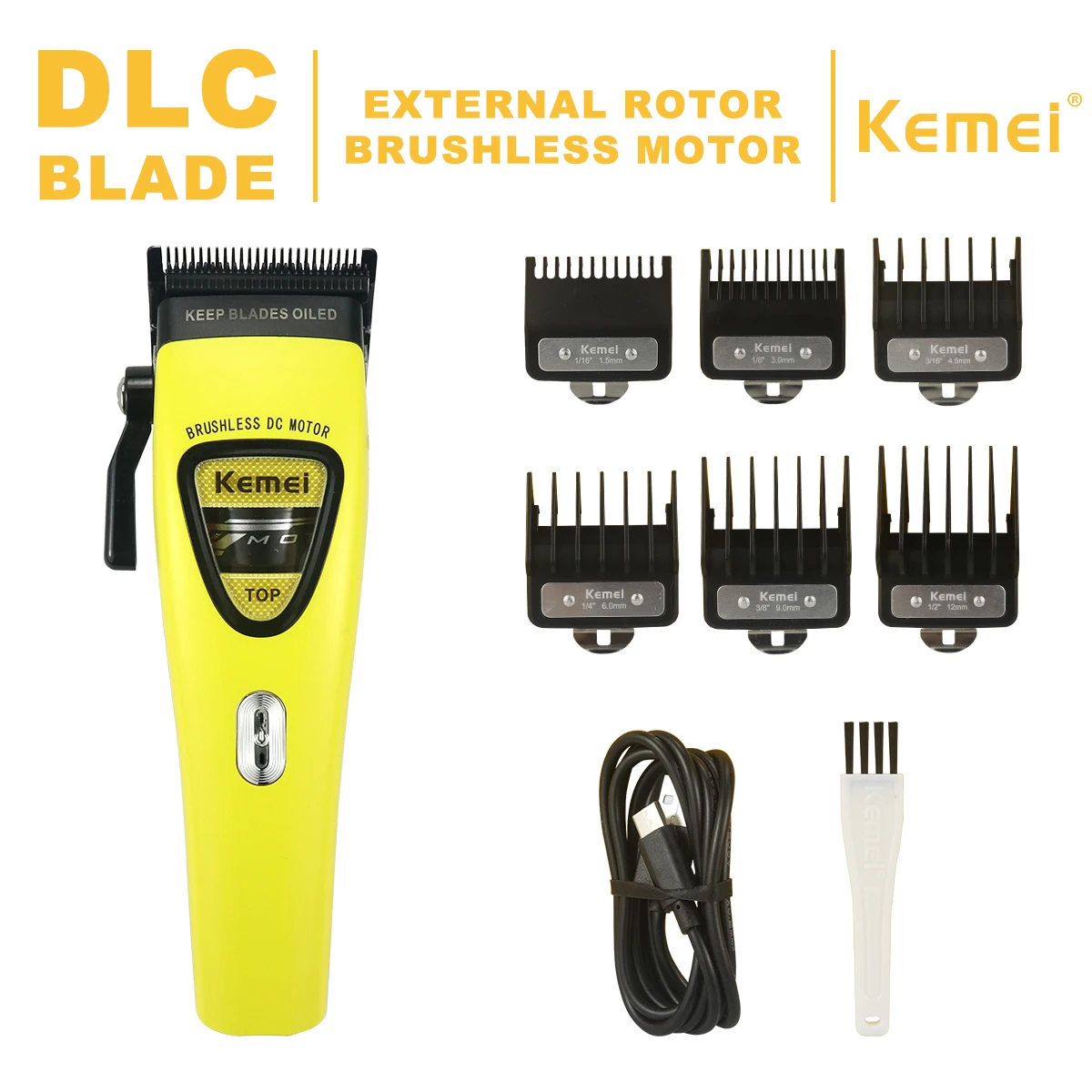 

Kemei KM-1566 Мужская машинка для стрижки волос с внешним ротором, бесщеточный двигатель, лезвие DLC, машина для стрижки волос, триммер для волос, финишная машина