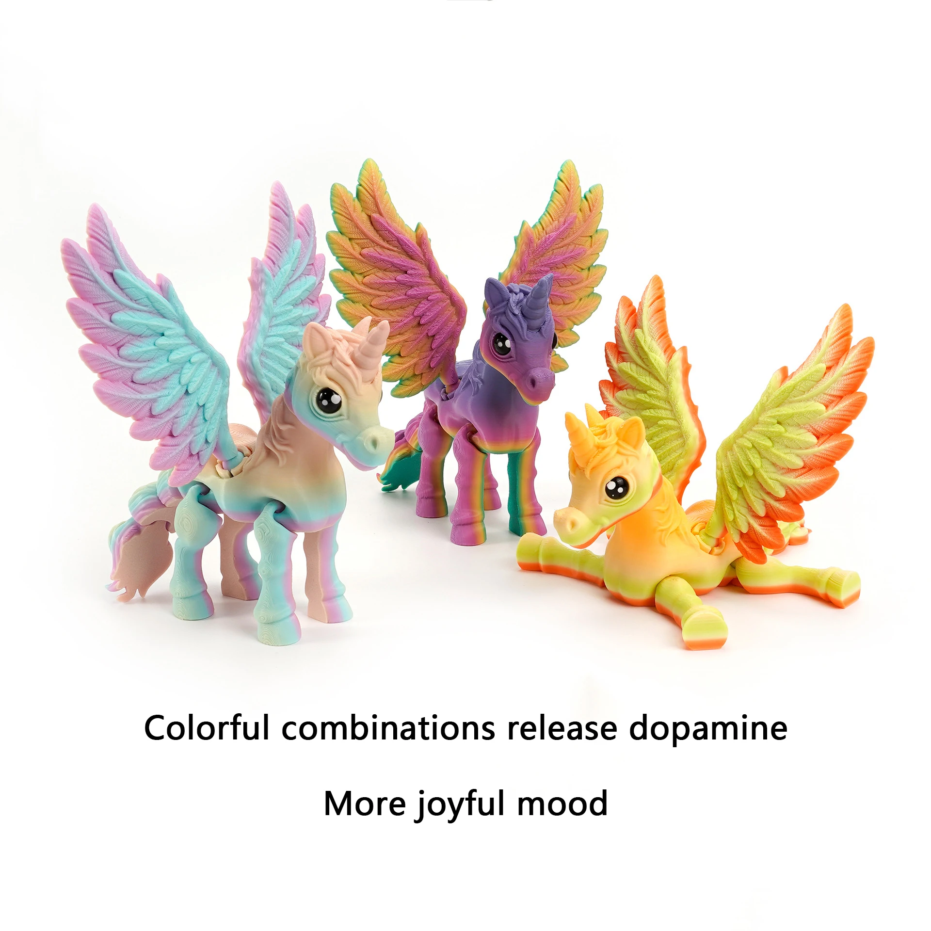 2026 3D Printed Pony Angel Unicorn Hot Selling Joint Movable Horse Ornament Deformation Trend Cute Decoration