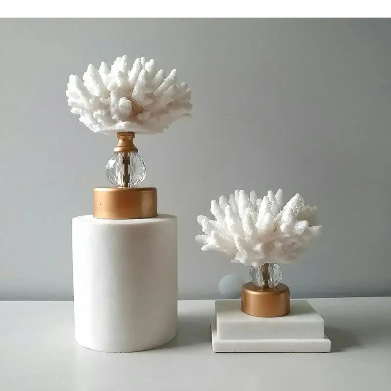 

Multiple Styles White Coral Statue Resin Crafts Desk Decoration Modern Artwork Ornaments Sculpture Room Aesthetics Decor