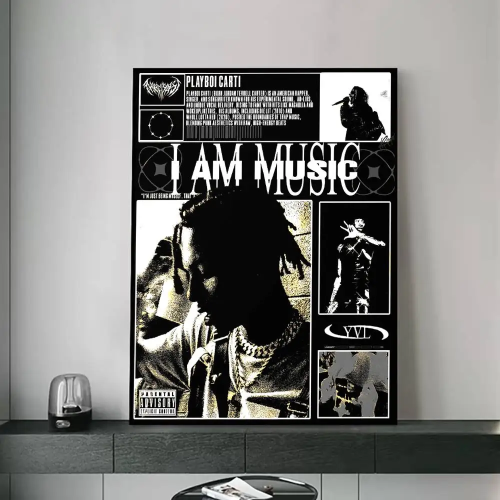 P-Playboi Carti I AM MUSIC Poster for Living Room, Bedroom, Office, or Bar, Frameless, Indoor Use, Bedroom Wall Art.