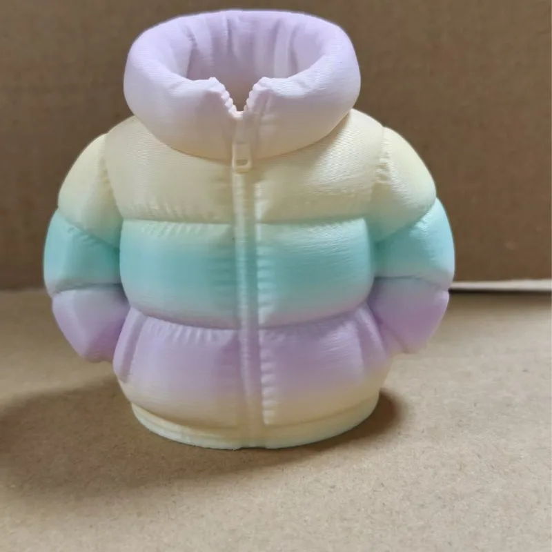 Cute 3D Print Down Jacket Pen Holder, Unique Desk Ornament, Office Storage Box, Holiday Present Idea