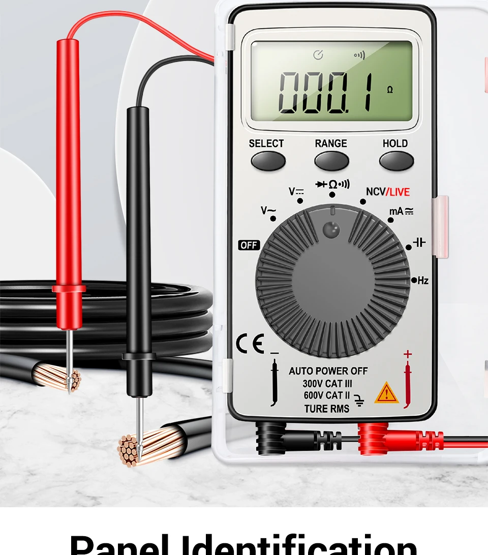 ANENG AN101 Mini-Digitalmultimeter aus ABS-Material, 4000 Zähler, NCV-Detektor, Datenhaltefunktion, automatische Abschaltung für elektronische Wartungsarbeiten – Detail 6