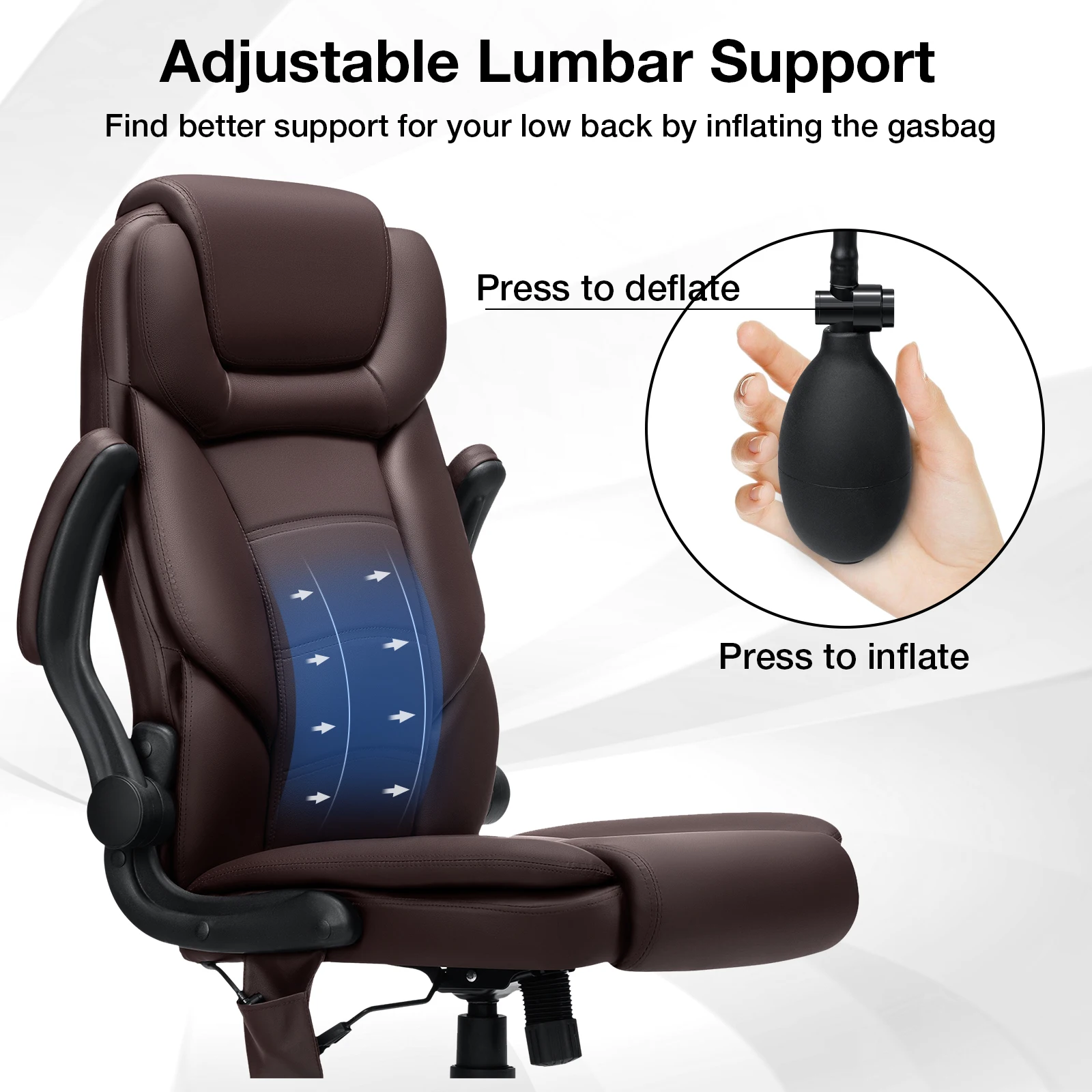 Ergonomic Office Chair High Quality Leather Adjustable Height Reclining Backrest Orthopedic Inflatable Recliner Gaming Chair