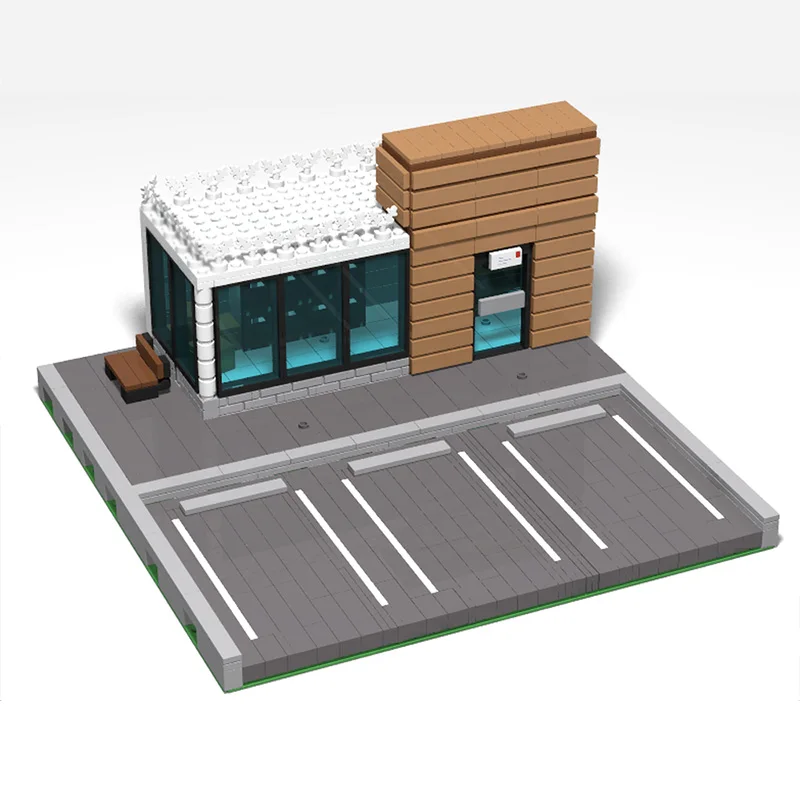 City Street View Model MOC Building Bricks Small Post Office Scene Modular Technology Gifts Holiday Assemble Children Toys Suit