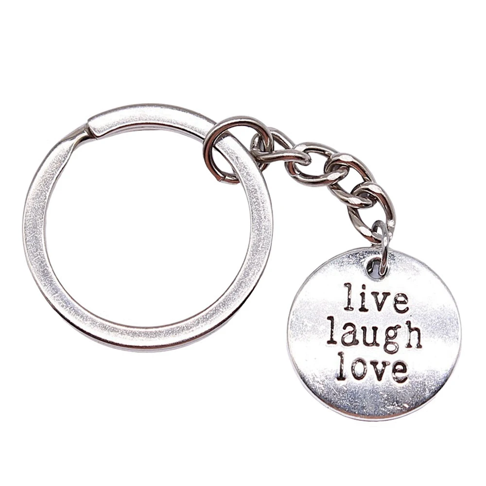 1pcs Live Laugh Love Key chain women accessories jewelry making items Ring Size 28mm