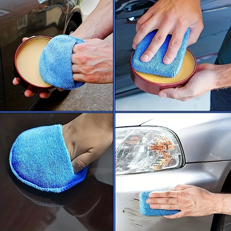 

Комплект автомобильных подушечек для аппликатора воска - 5-дюймовая прямоугольная чистящая пена из микрофибры, 4 круглых и 4 прямоугольных подушечки