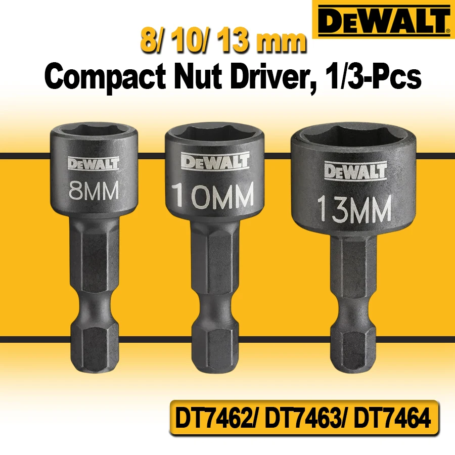 DeWalt 8/10/13mm Compact Nut Driver 1/3-Piece Power Tool Accessories N59743/ N59728/ N59743 Hexagonal Magnetic Socket