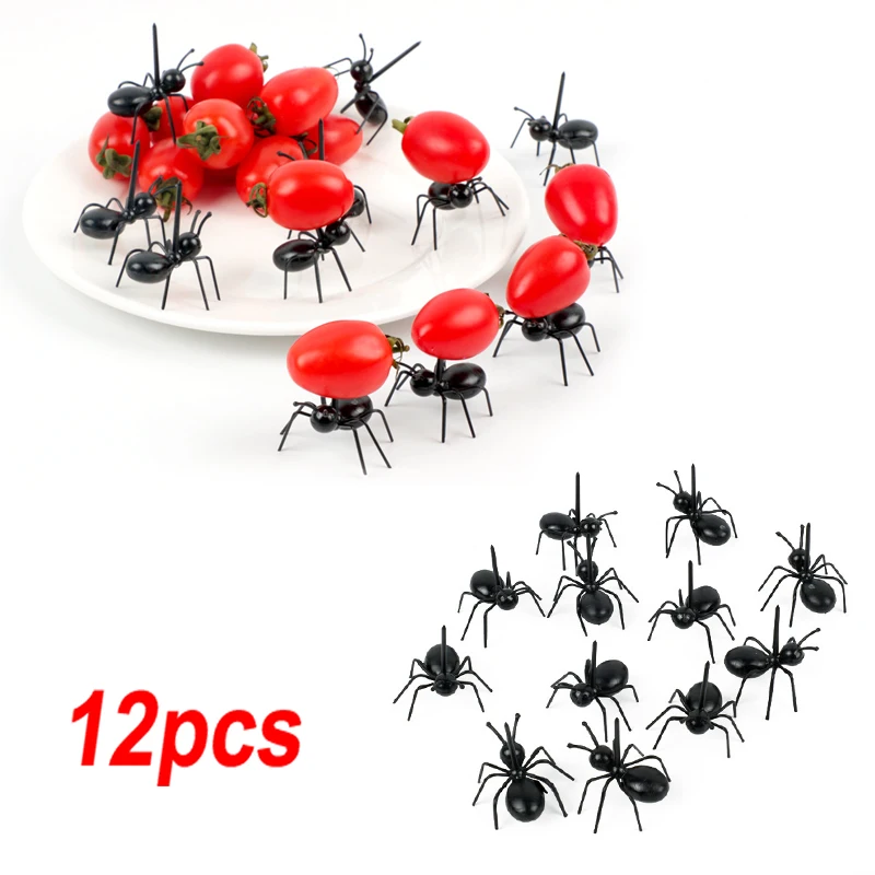 Plastic Ant Toothpicks Fruit Dessert Forks Reusable Ant Shaped Food Picks Halloween Wedding Birthday Party Table Top Decoration