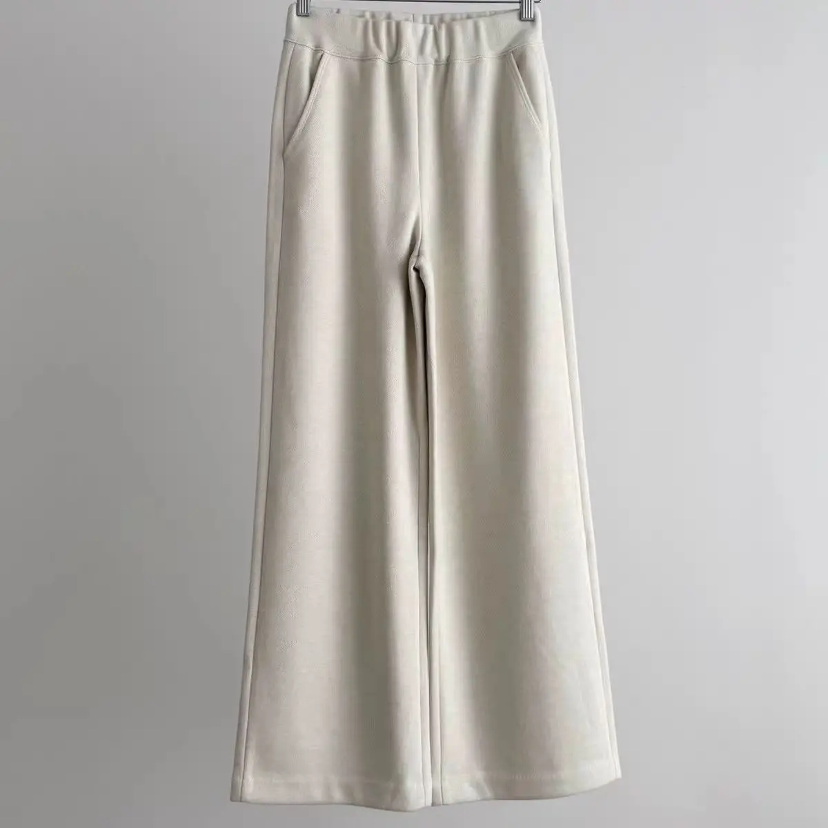 Fenggejiwo straight leg pants, women's autumn and winter casual straight leg wide leg pants, hanging knitted static pants