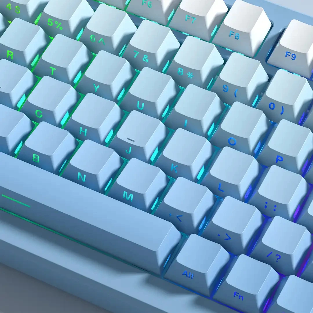 136 Key Gradient Blue Side Printed PBT Keycaps Shine Through Cherry Profile Double Shot Backlit Key Cap For Mechanical Keyboard