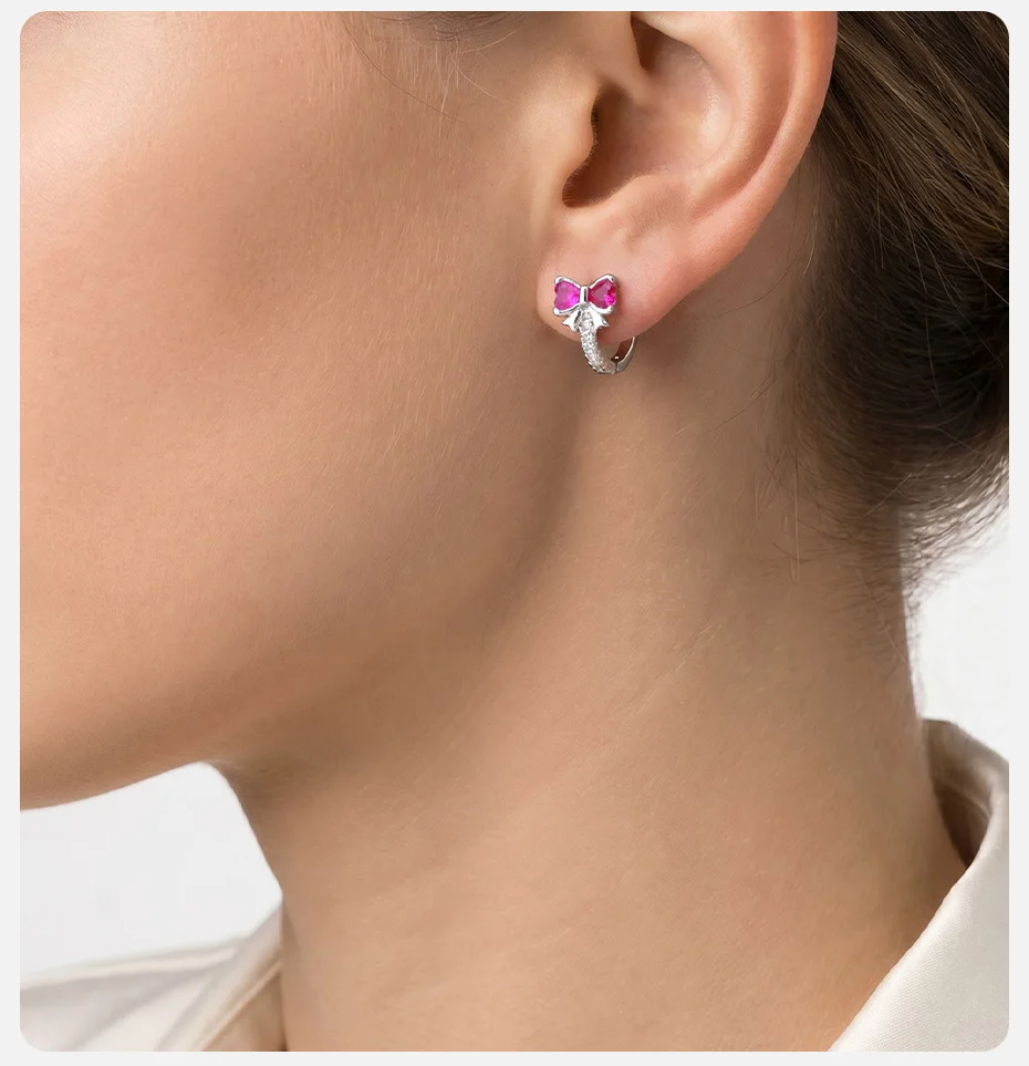 Vnox Trendy Luxus-Ohrringe mit bunten Schmetterlingen und Zirkonia für Damen, glänzende Kristall-Schleifen-Blumen-Ohrringe, Brautschmuck für Hochzeiten. – Detail 3