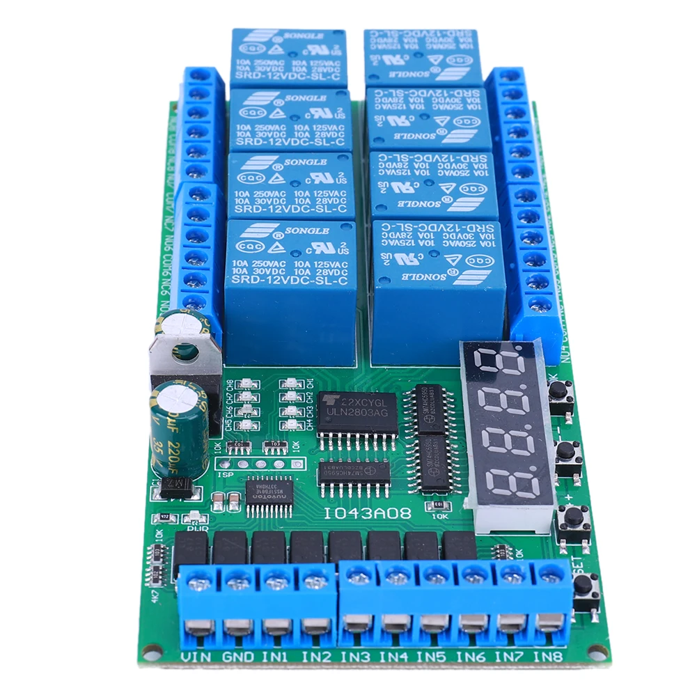 DC 12V 8 Channels Delay Relay Board Relay Module Delay Timer Switch Board Interlock Self-locking Momentary Bistable