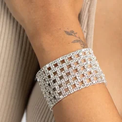 Fashion Crystal Bangle Bracelet for Women Hand Jewelry Bridal Bracelets for Wedding Elegant 2022 Trending Rhinestone Jewellery