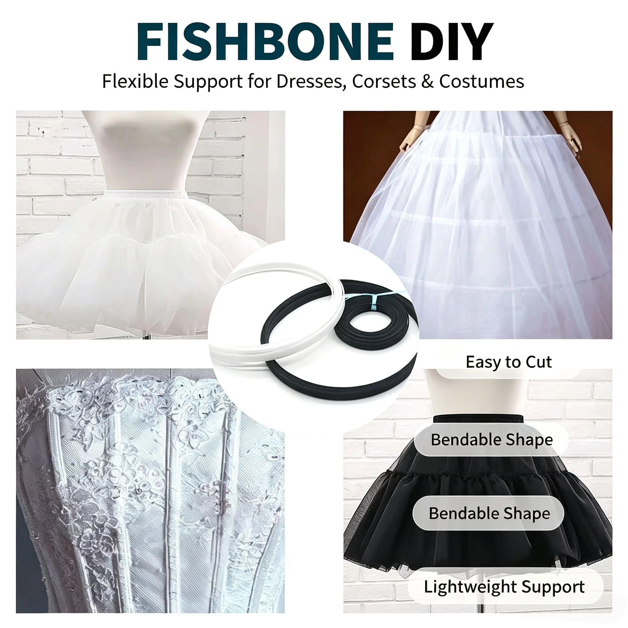 High Density Polyester Boning 0.3-1.5CM For Sewing Wedding Dress Nursing Caps Bridal Gown Handmade Craft Garment Supplies view 5