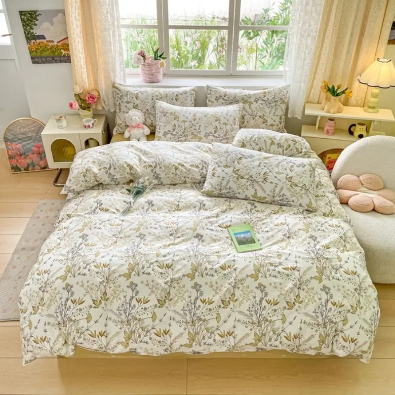 100% Cotton Duvet Cover Set with 2 Pillowcases 1 bed sheet - Elegant & Breathable Bedding Set,Fade-Resistant, Multiple Sizes