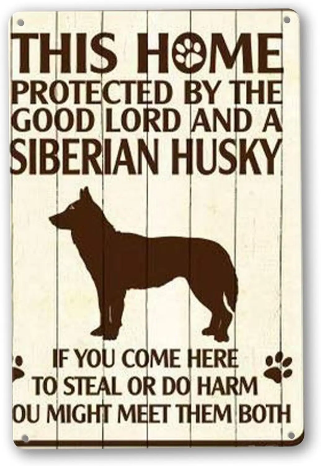 This Home Protected by A Siberian Husky Vintage Signs Metal Tin Sign for Wall Decor Art, Retro