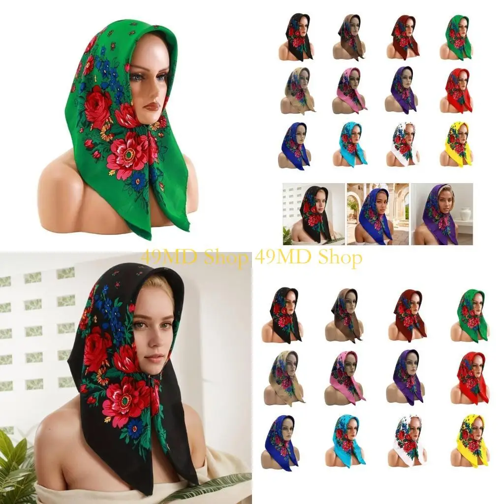 

49MD в русском стиле, шарф с большим цветком, повязка на голову, удобные банданы для тематического мероприятия