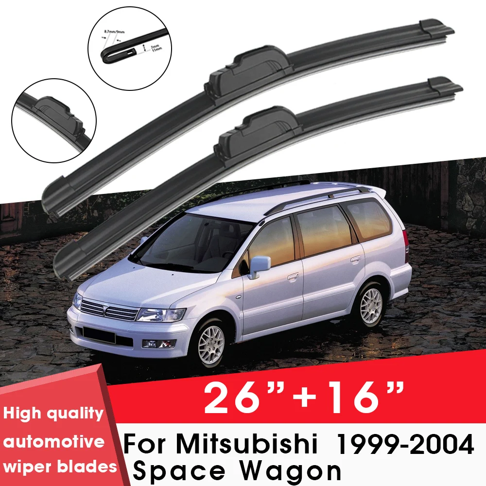 

Car Wiper Blade Blades For Mitsubishi Space Wagon 1999-2004 26"+16" Windshield Windscreen Clean Rubber Silicon Cars Wipers