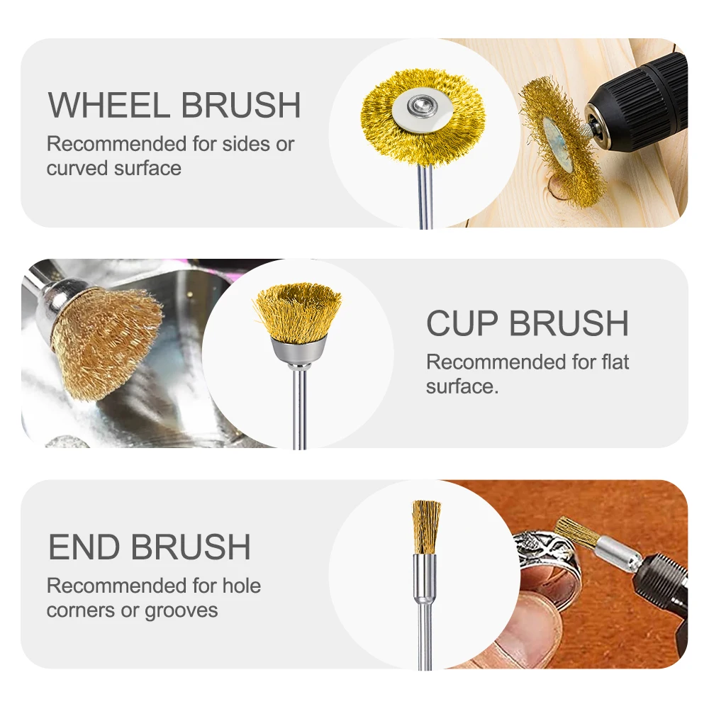 XCAN 45pcs Steel Wire Brass Brush Set Polishing Grinding Wheel T-shaped Brush Accessories for Dremel Rotary Tool
