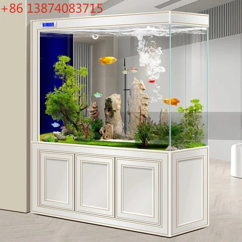 Fish tank living room household entrance screen partition ultra-white glass large ecological bottom filter aquarium