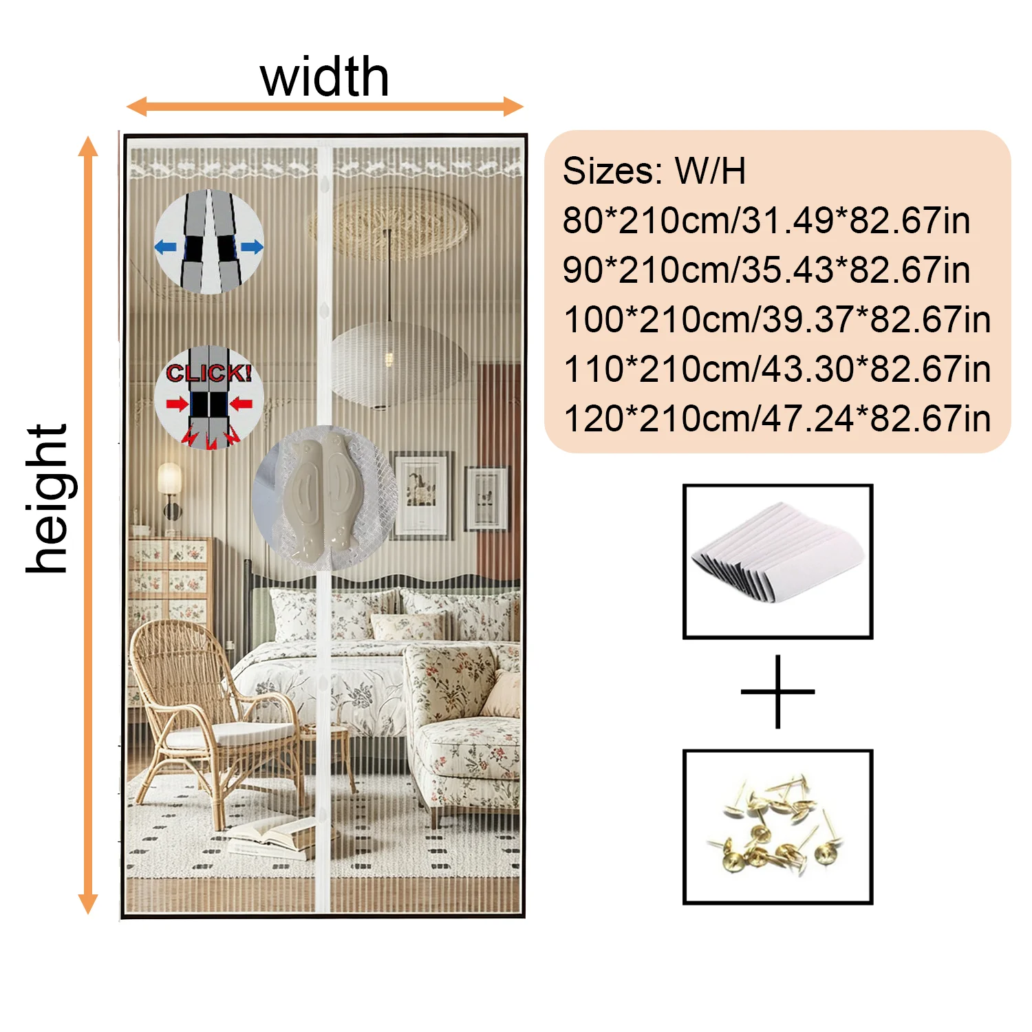 Magnetic Screen Door, Drill‑Free Installation, Silent Self‑Closing, Mosquito‑Insect Proof, Breathable for Home