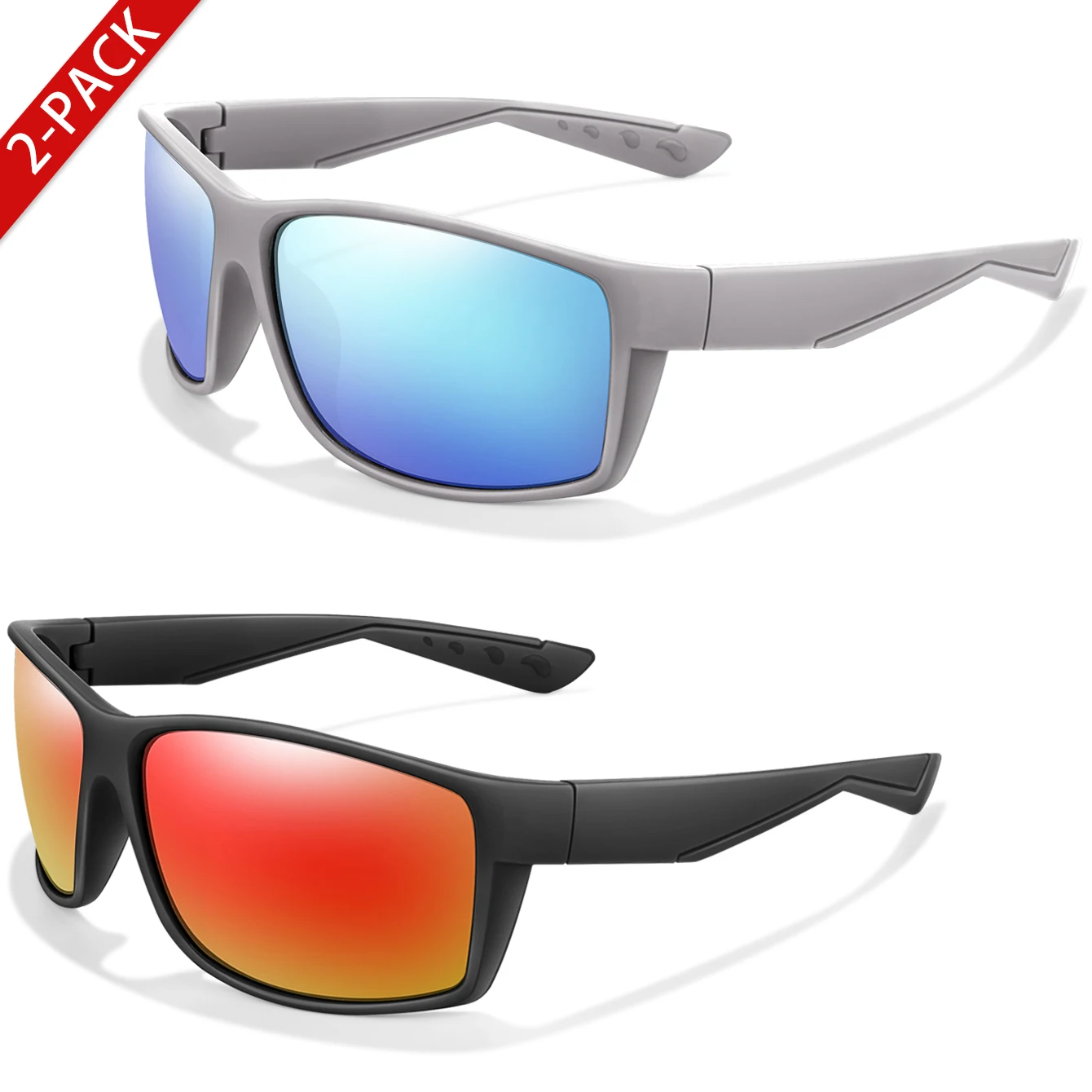 2 Packs Polarized Sunglasses UV Protection Classic Style Fishing Sports Sunglasses for Men Women Outdoor Cycling Hiking Driving - view 4