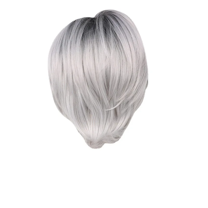 XWarrior أسود فينيكس Stormgirl نمط الشعر القصير HalloweencosplayWhite التدرج اللون شعر مستعار عالمي