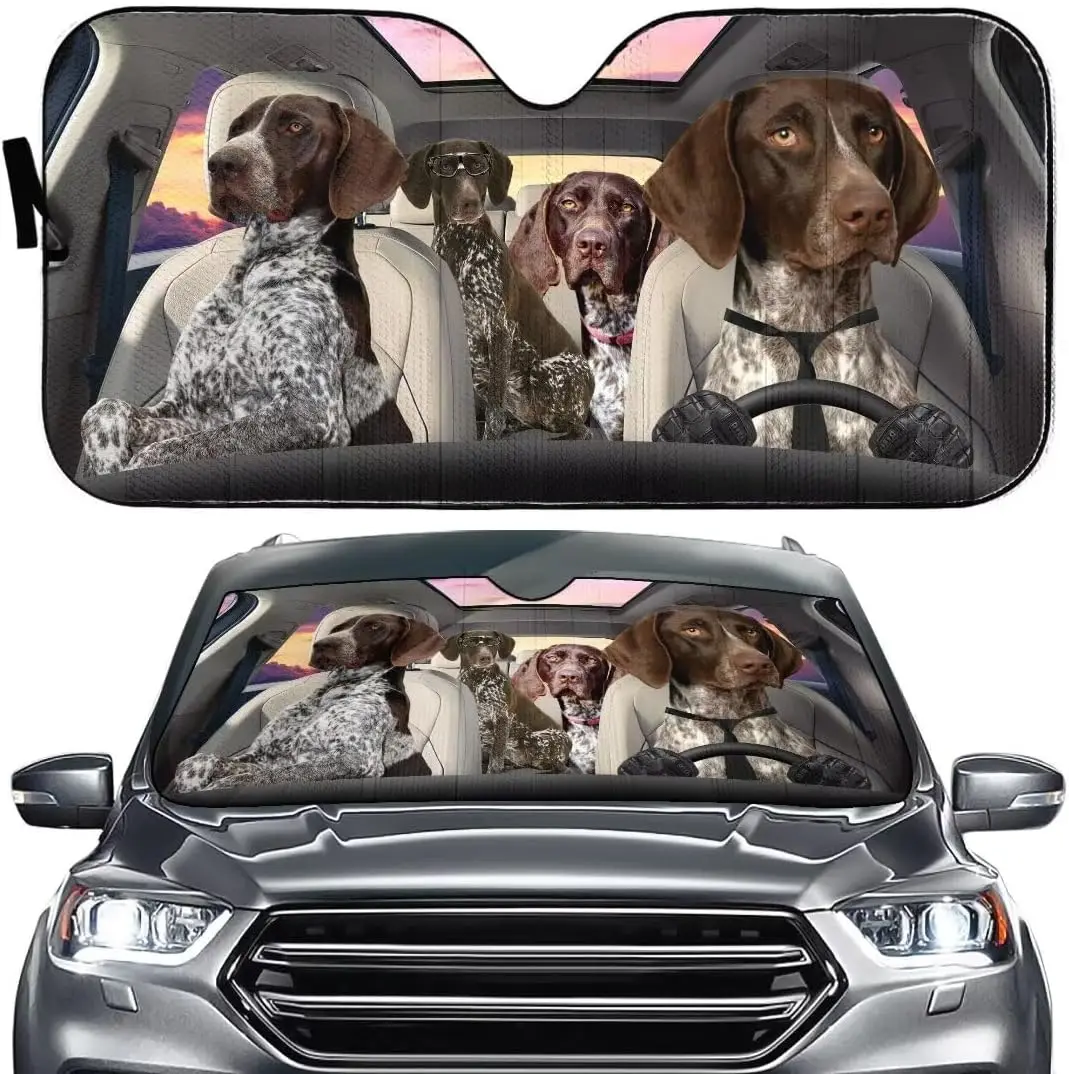 Catholic German Shorthaired Pointer in Car Sunshade Cute Dog Driving Sunshade, Gift for Lovers Windshield Durable Material Auto