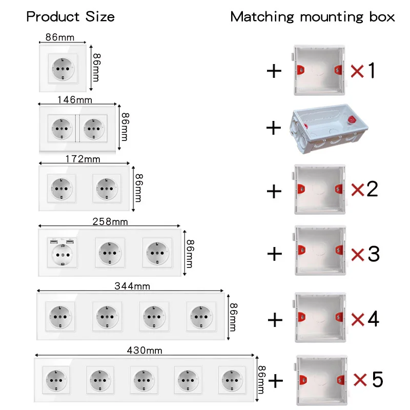 Eu White Crystal Gehard Glas Panel Touch Light Switch Duitse-Franse Stopcontact Met Usb Schakelaar RJ45 Module Combinatie diy