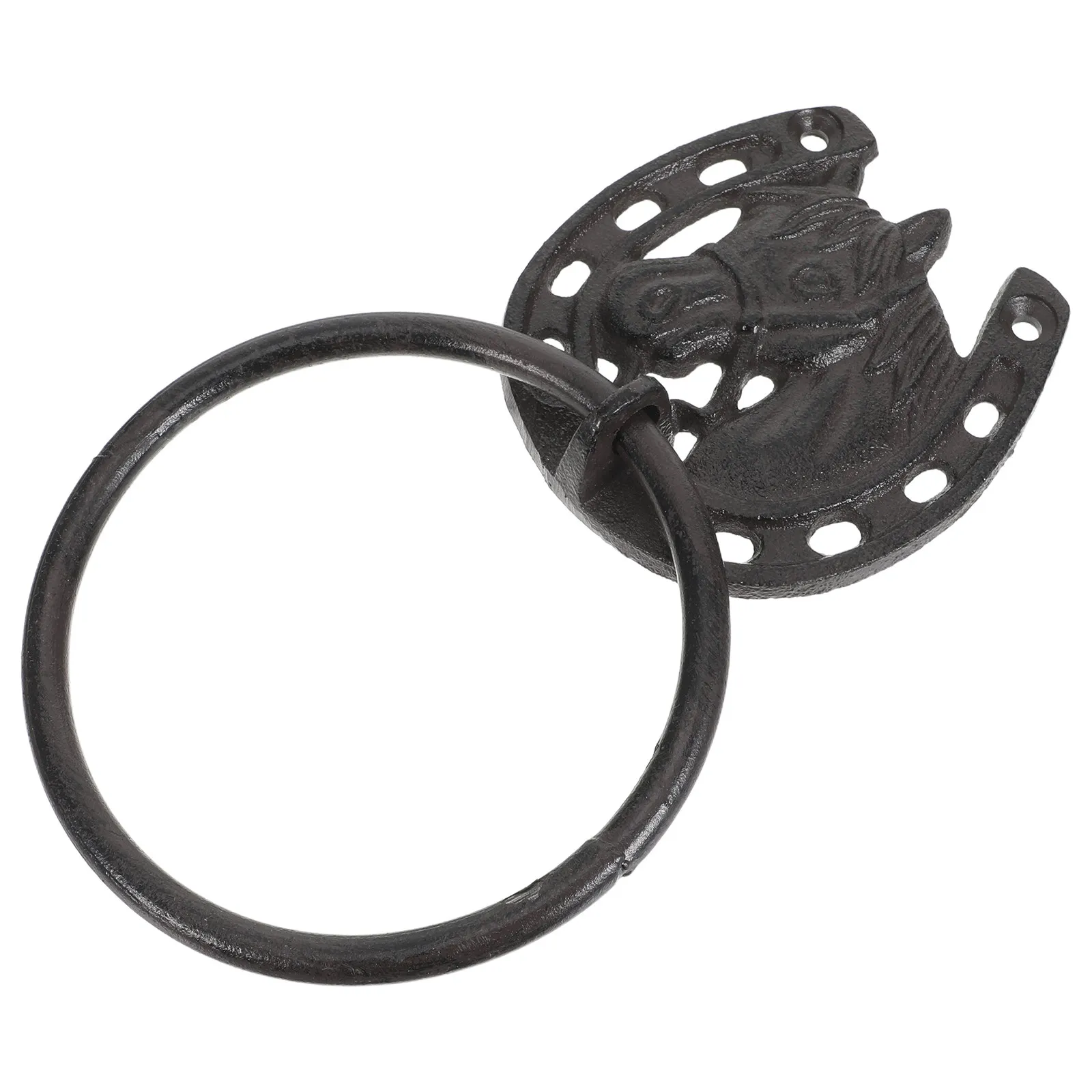 Bathroom Rustic Vintage Horseshoe Cast Iron Towel Ring Wall Mounted Hand Towel Holder 7.6x4.5 Inch Farmhouse Kitchen Bathroom