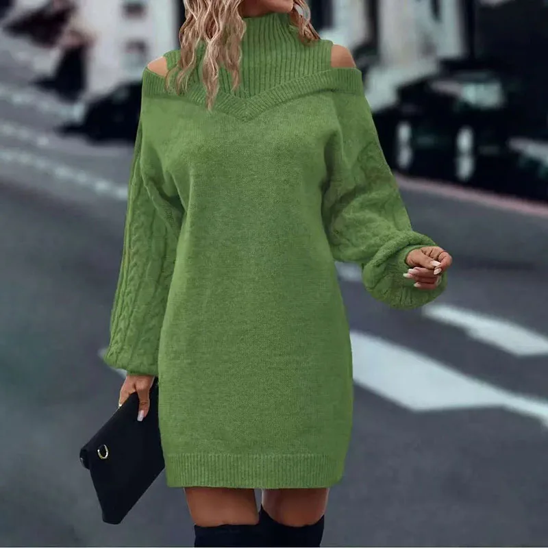 

Women's New Off-the-Shoulder Loose Pullover Long Sweater Women's Autumn And Winter New Half-High-Necked Long-Sleeved Sweater Top