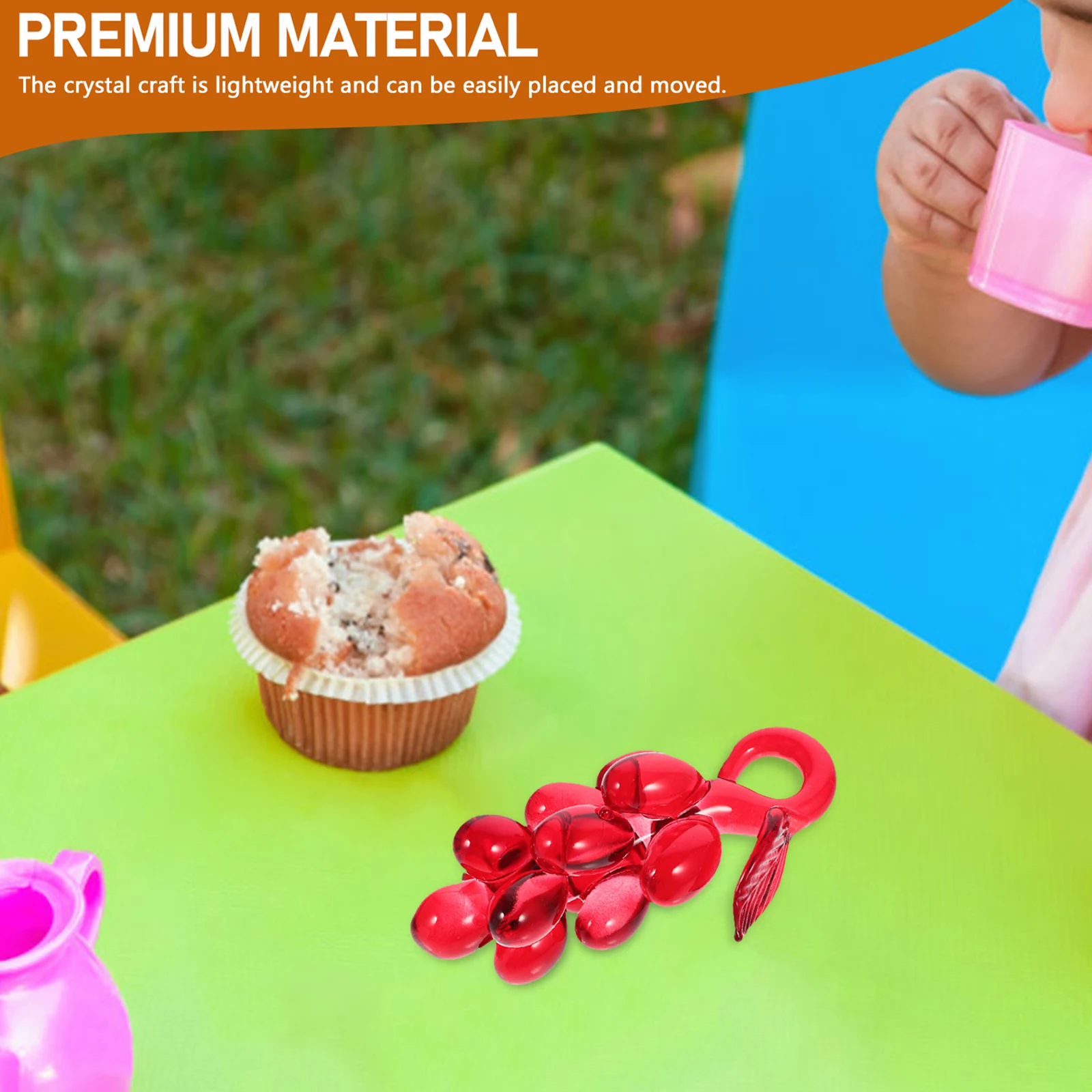 

Crystal Grape Decoration Realistic Simulated Fruit Art Craft for Home Office Desk Garden Indoor Outdoor Decorative Use Small