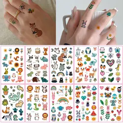 10pcs Cartoon Temporary Tattoos Lion Flower Dinosaur Animal Fake Tattoo Stickers Cute Tattoo Body Decor