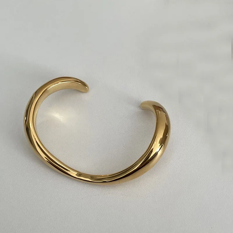Irregular wave open cuff bangles stainless steel bangles for women minimalist simple jewelry tarnish free jewelry waterproof