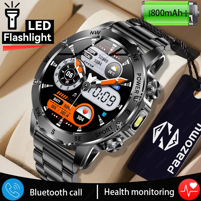 

Men's Outdoor Sports SmartWatch 800mAh Large Battery Compass LED Flashlight Bluetooth Call Watch Men's and Women's Holiday Gifts