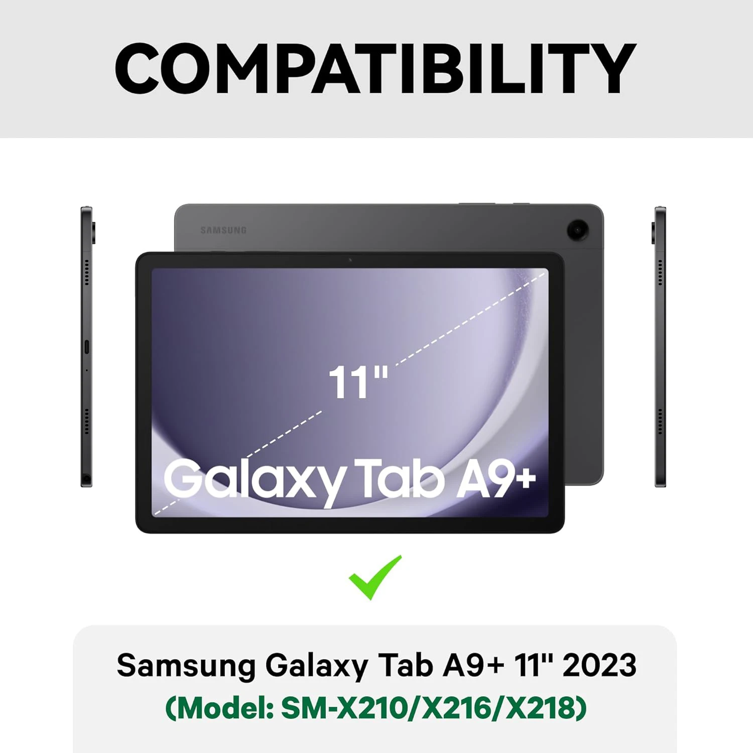 Para Samsung Galaxy Tab A9 Plus Capa de 11 polegadas, Capa de teclado para Samsung Galaxy Tab A9 + 11 polegadas SM-X210/X216/X218